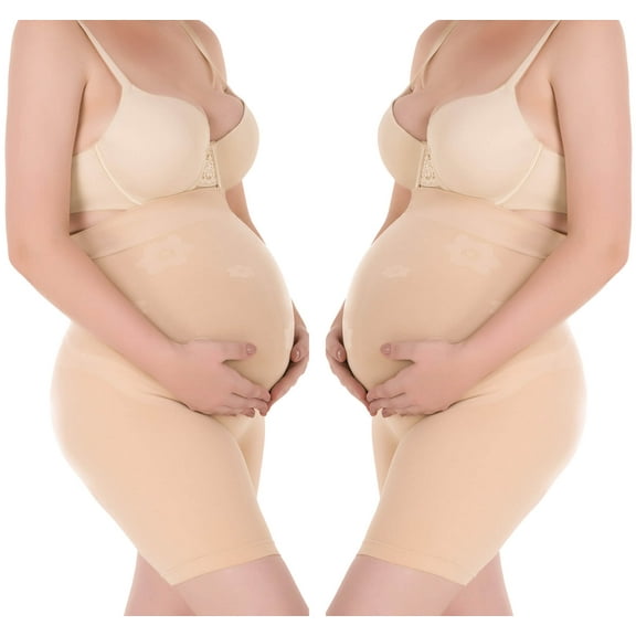 VASLANDA 2 pack Seamless Maternity Shapewear, Prevent Thigh Chaffing, Belly Support