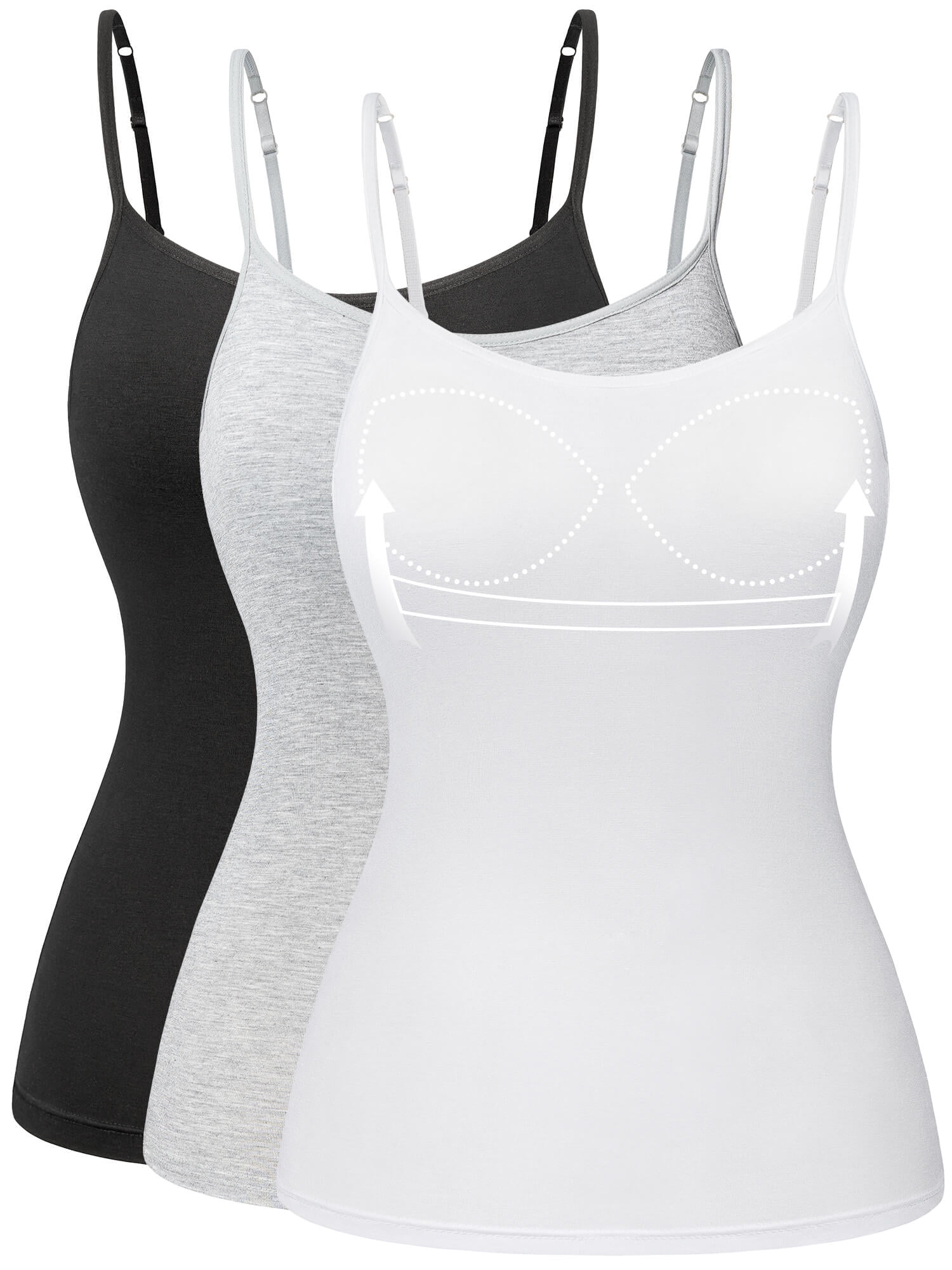 V FOR CITY Shelf Bra Tank Tops for Women Cotton Camisole with Adjustable  Wide Strap Layering Tanks Gray : : Clothing, Shoes & Accessories