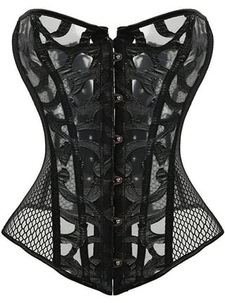 Mesh Corset Top Transparent With Satin Cups Elongated Laced up Waist  Trainer Slimming Body Shaper Corset 