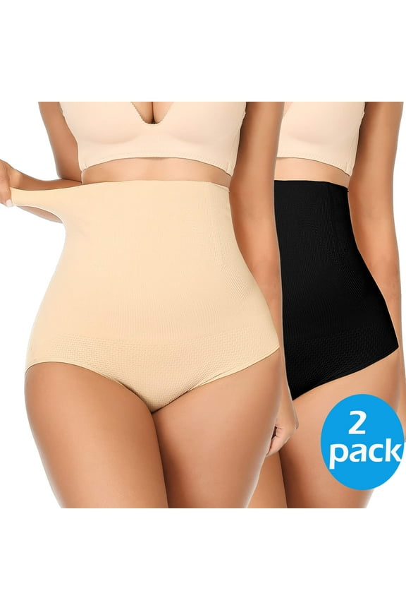 2 Pack Tummy Control Shapewear Panties for Women High Waisted Body Shaper Underwear Girdle Panty Seamless Shapewear
