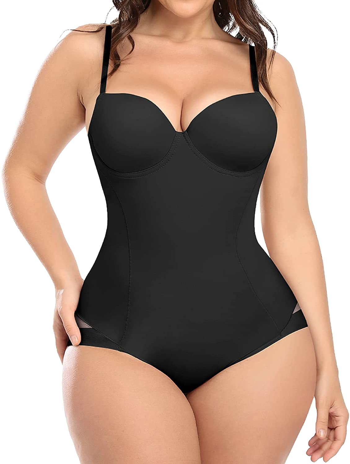 navy blue dress for baby girl Backless smooth wedding shaper bodysuit with Plunge Bra main image 1