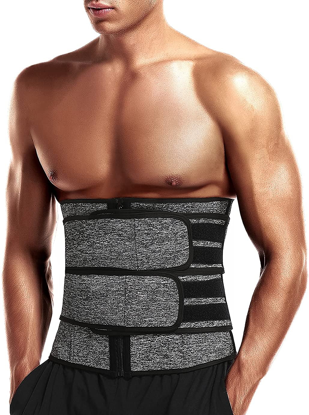 VASLANDA Men Sauna Waist Trimmer Sport Workout Fitness AB Belt