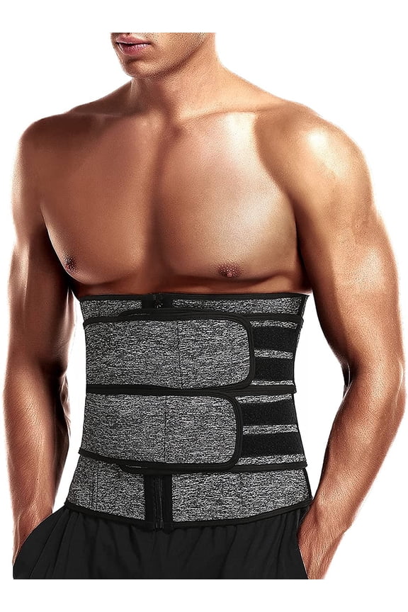 Men Sauna Waist Trimmer Sport Workout Fitness AB Belt with Adjustable Double Straps Waist Trainer Neoprene Body Shaper