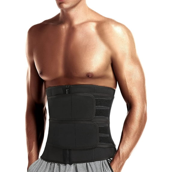 VASLANDA Men Sauna Waist Trimmer Sport Workout Fitness AB Belt with Adjustable Double Straps Waist Trainer Neoprene Body Shaper