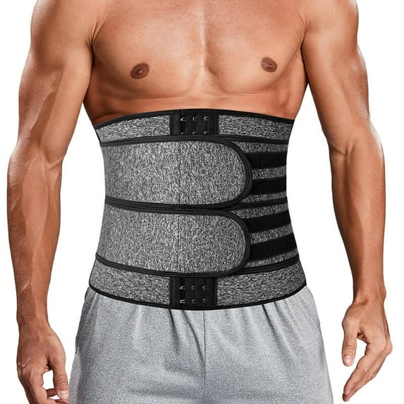 VASLANDA Men Sauna Waist Trimmer Sport Workout Fitness AB Belt with Adjustable Double Straps Waist Trainer Neoprene Body Shaper