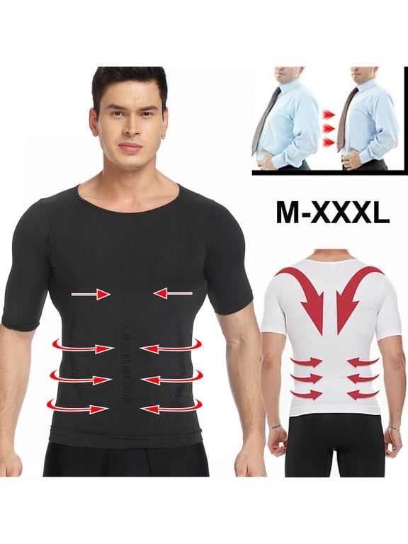 Mens Compression Undershirts Ultra Slimming Body Shaper Belly Control Vest Workout Active Gynecomastia Tank Tops
