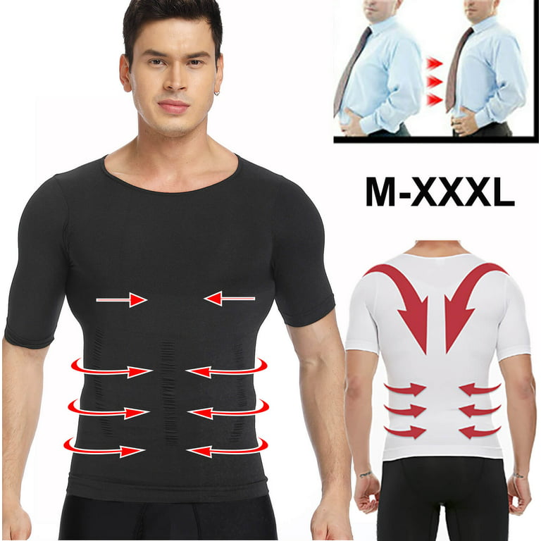 VASLANDA Mens Compression Undershirts Ultra Slimming Body Shaper Belly  Control Vest Workout Active Gynecomastia Tank Tops 