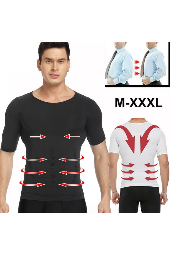 Mens Compression Undershirts Ultra Slimming Body Shaper Belly Control Vest Workout Active Gynecomastia Tank Tops