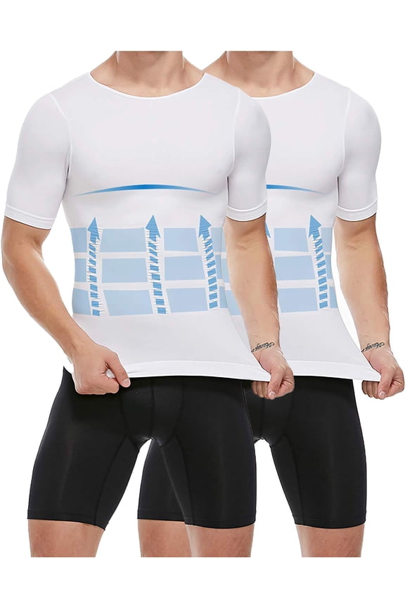 Mens Compression Undershirts Ultra Slimming Body Shaper Belly Control Vest Workout Active Gynecomastia Tank Tops