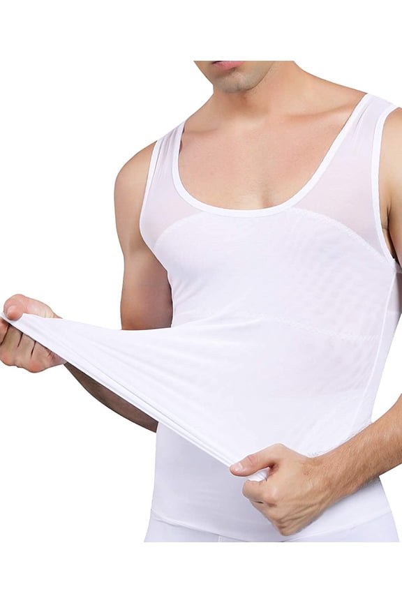 Mens Slimming Body Shaper Vest Chest Compression Shirt Abs Abdomen Slim Tank Top Undershirt