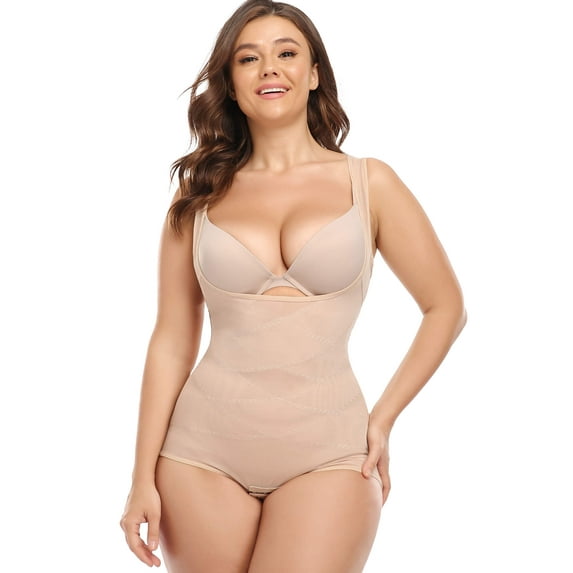 VASLANDA Shapewear Bodysuit for Women Tummy Control Butt Lifter Panty Criss Cross Stomach Body Shaper Trainer Slimming Girdles