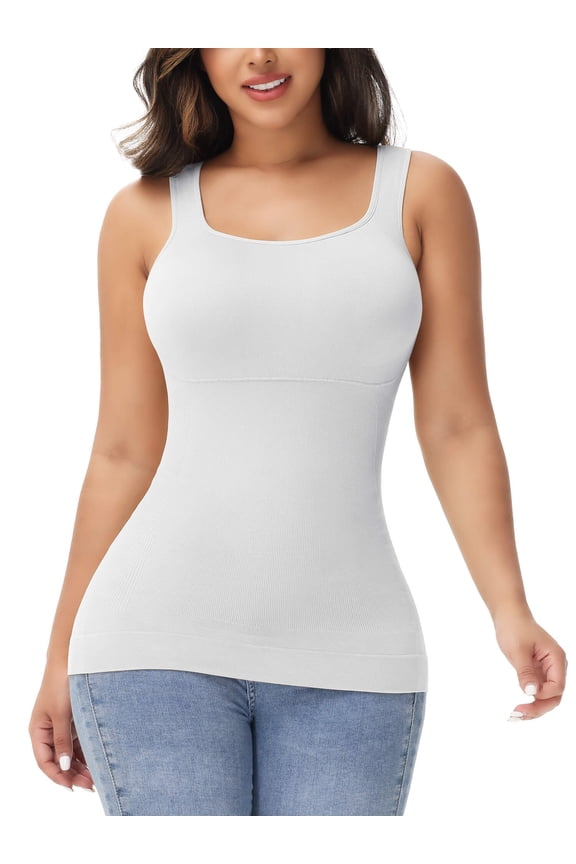 Women Tummy Control Shapewear Tank Tops Seamless Square Neck Compression Tops Slimming Body Shaper Camisole