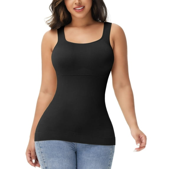 Women Tummy Control Shapewear Tank Tops Seamless Square Neck Compression Tops Slimming Body Shaper Camisole