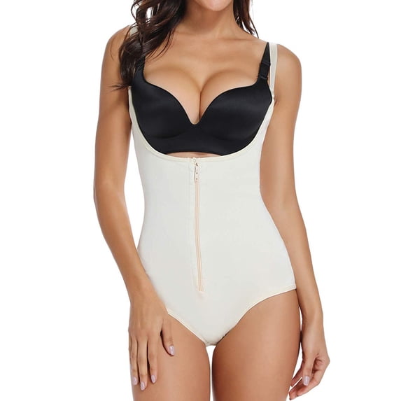 VASLANDA Shapewear for Women Tummy Control Fajas Colombianas Body Shaper Zipper Open Bust Bodysuit