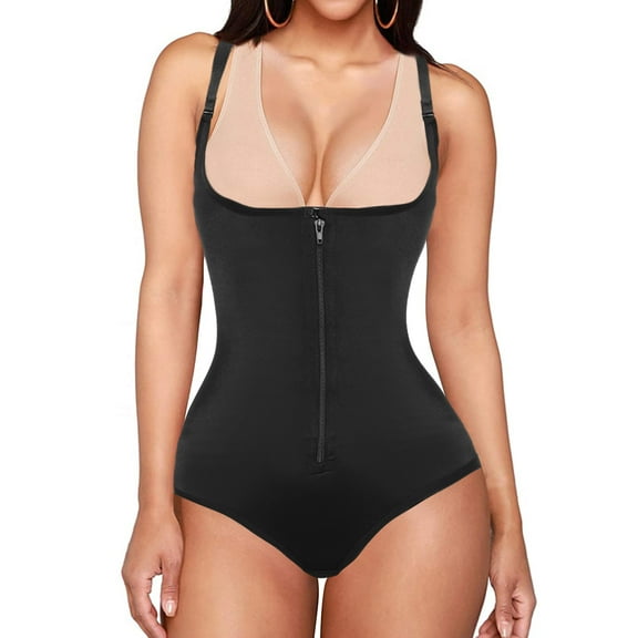 VASLANDA Shapewear for Women Tummy Control Fajas Colombianas Body Shaper Zipper Open Bust Bodysuit