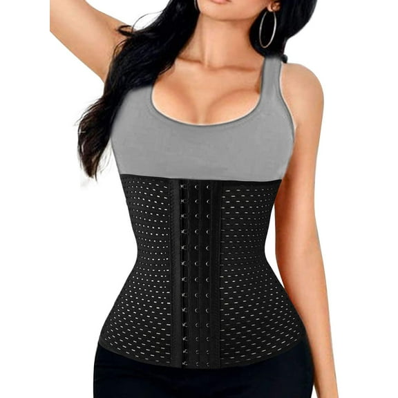 VASLANDA Slimming Waist Trainer for Women Steel Boned Waist Shaper Trimmer Adjustable Tummy Control Girdle for Daily Use