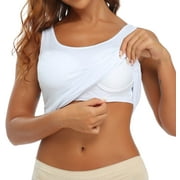 VASLANDA Tank Tops with Built in Bra for Women Casual Wide Strap Undershirts Sleeveless Summer Tops