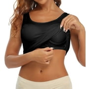 VASLANDA Tank Tops with Built in Bra for Women Casual Wide Strap Undershirts Sleeveless Summer Tops