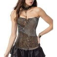 thumbnail image 1 of VASLANDA Top Corset Waist Trainer Overbust Bustier Vintage Bustier Boned Underbust Cincher G-String for Women, 1 of 8