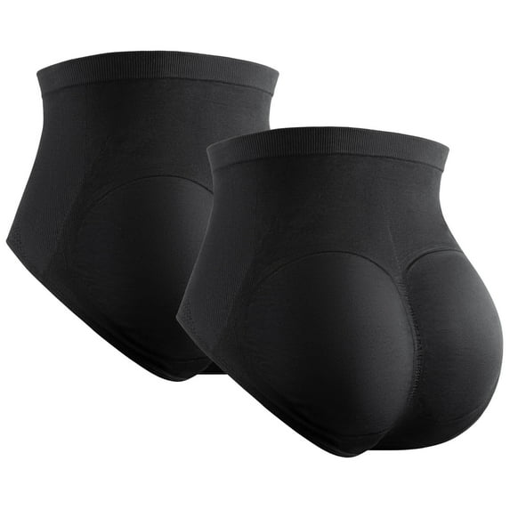 VASLANDA Women Padded Butt Panties Seamless Butt and Hip Enhacncer Mid-waisted Shaper Underwear 2-Pack