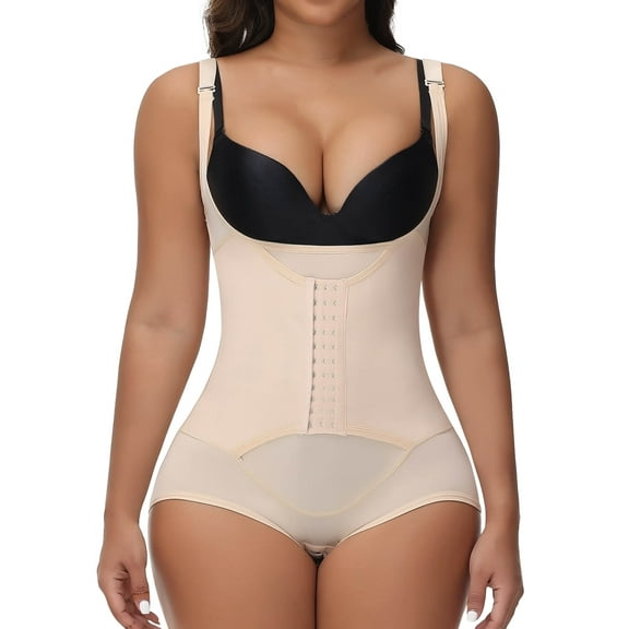 Vaslanda Shapewear for Women Tummy Control Fajas Colombianas Body Shaper Zipper Open Bust Bodysuit