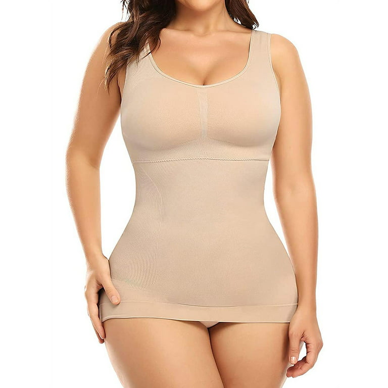 VASLANDA Women's Cami Shaper with Built in Bra Tummy Control Smoothing  Camisole Tank Top Underskirts Shapewear Body Shaper