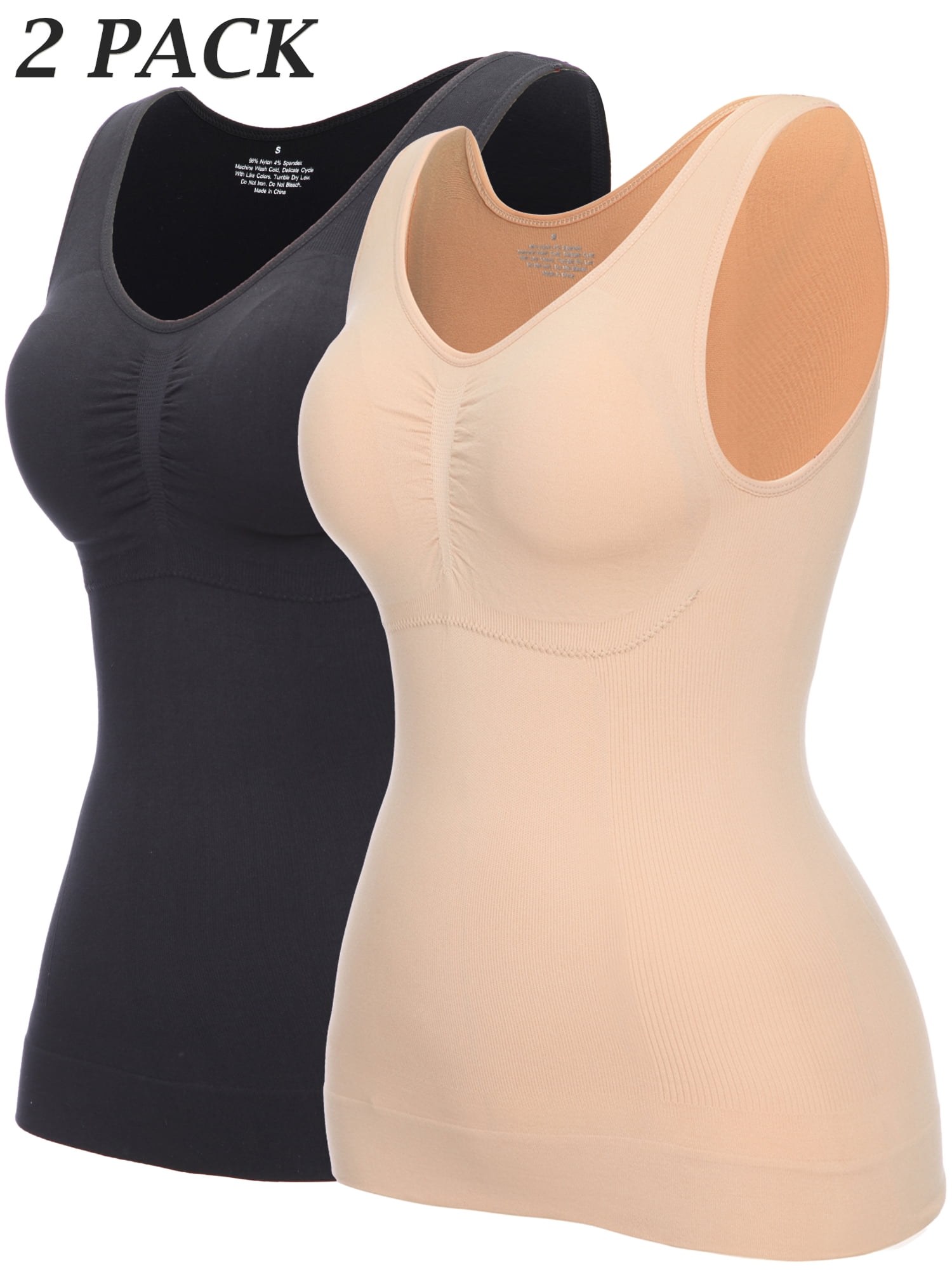 Vaslanda Women Shaper Cami with Built in Bra Shapewear Tank Top Tummy  Control Camisole Slimming Compression Undershirt
