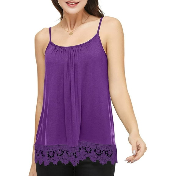 VASLANDA Women's Cami with Built in Bra Cup Casual Flowy Swing Pleated Tank Top with Adjustable Strap (S-4XL)