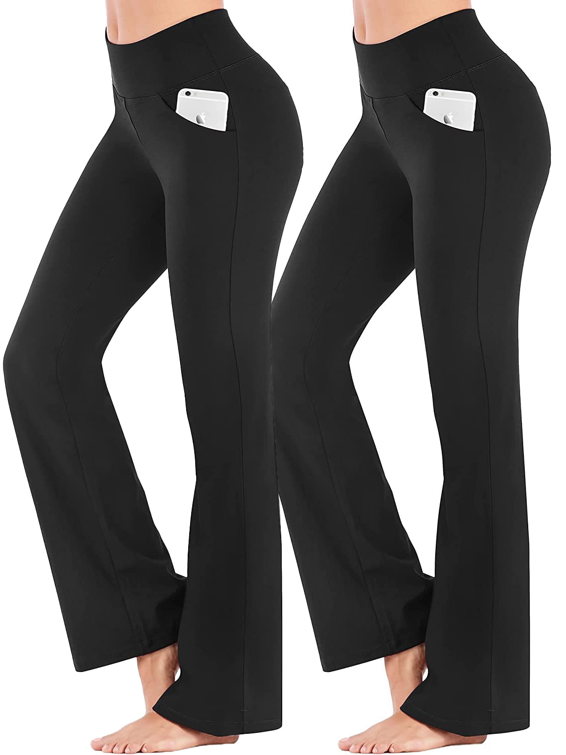 VASLANDA Women's Casual Bootleg Yoga Pants with Pockets High Waisted