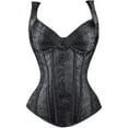 thumbnail image 1 of VASLANDA Women's Gothic Jacquard Shoulder Straps Tank Overbust Corset Bustiers, 1 of 6