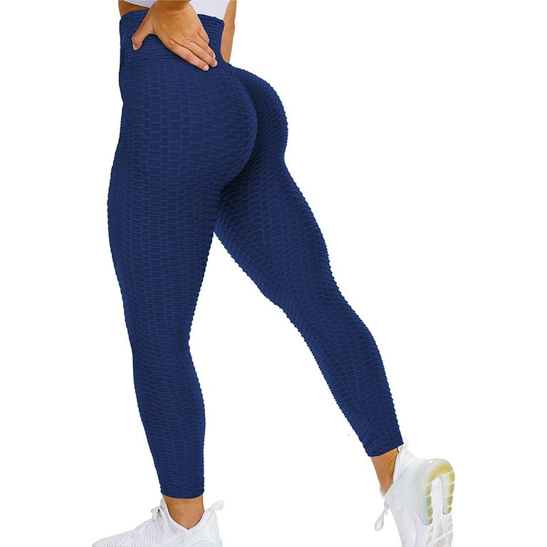 VASLANDA Women's High Waist Honeycomb Textured Yoga Pants Tummy