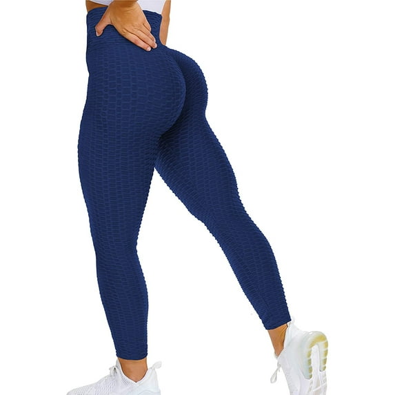 VASLANDA Women's High Waist Honeycomb Textured Yoga Pants Tummy Control Ruched Butt Lifting Stretchy Workout Push Up Leggings Booty Scrunch Tights