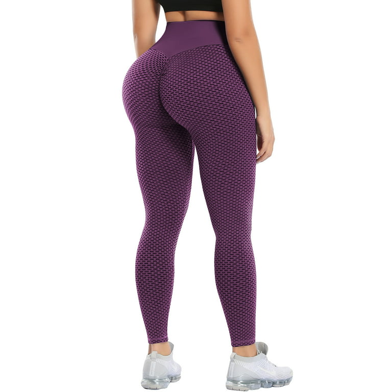 VASLANDA Women's High Waist Textured Yoga Pants Tummy Control Ruched Butt  Lifting Stretchy Workout Leggings Booty Scrunch Tights