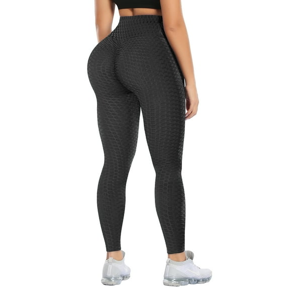VASLANDA Women's High Waist Textured Yoga Pants Tummy Control Ruched Butt Lifting Stretchy Workout Leggings Booty Scrunch Tights