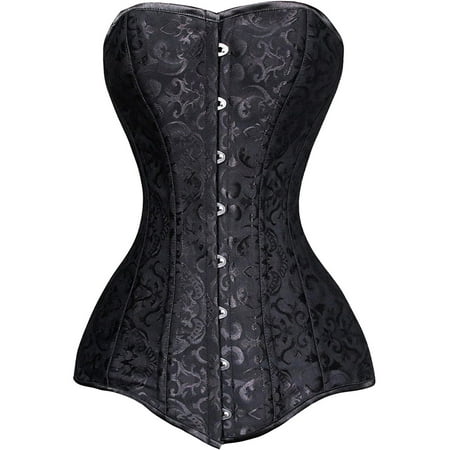 VASLANDA Women's Hourglass Longline Overbust Corset Steel Boned Long Torso Waist Training Bustier