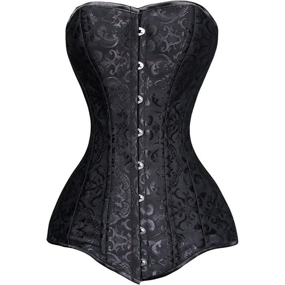 VASLANDA Women's Hourglass Longline Overbust Corset Steel Boned Long Torso Waist Training Bustier