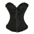 thumbnail image 1 of VASLANDA Women's Lace up Boned Plus Size Overbust Corset Bustier Top with G-String, 1 of 5