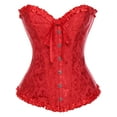 thumbnail image 1 of VASLANDA Women's Lace up Boned Sexy Plus Size Overbust Corset Bustier Top with G-String, 1 of 5