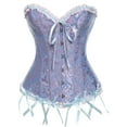 thumbnail image 1 of VASLANDA Women's Lace up Boned Plus Size Overbust Corset Bustier Top with G-String, 1 of 5