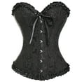 thumbnail image 1 of VASLANDA Women's Lace up Boned Plus Size Overbust Corset Bustier Top with G-String, 1 of 6