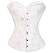 VASLANDA Womens Lace up Boned Plus Size Overbust Corset Bustier Top with G-String