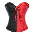 thumbnail image 1 of VASLANDA Women's Lace up Boned Plus Size Overbust Corset Bustier Top with G-String, 1 of 5