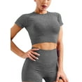 thumbnail image 1 of VASLANDA Women's Yoga Gym Crop Top Compression Workout Athletic Short Sleeve Shirt, 1 of 6