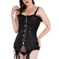 thumbnail image 1 of VASLANDA Womens Sexy PU Steampunk Corset Faux Leather Buckle Zipper Bustier Top Plus Size, 1 of 7