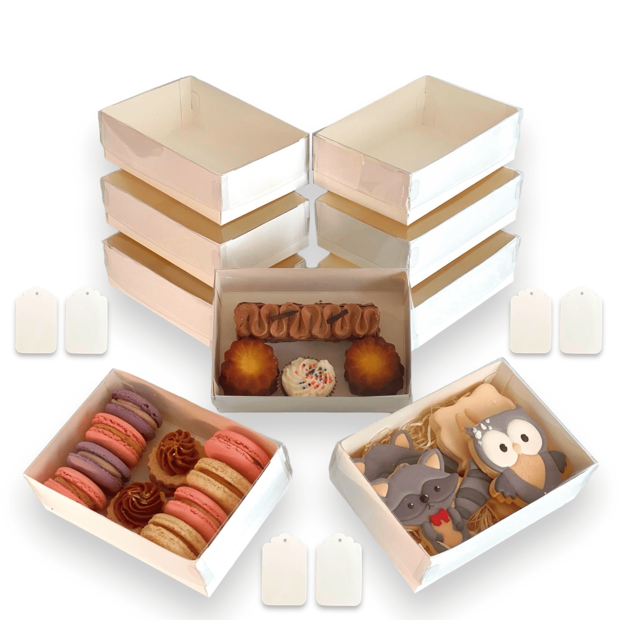 VASSAPACK 18 Pcs White Bakery Boxes with Clear Lid - 6.30x4.33x1.97 ...