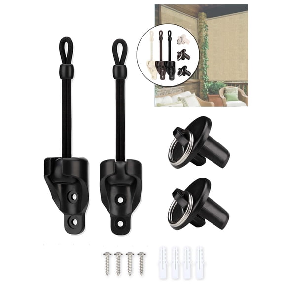 VASTEO Shade Parts Tie Downs and End Cap, Weather Resistance,for Exterior Roller Shade,Outdoor Blind(Black,1 Set)