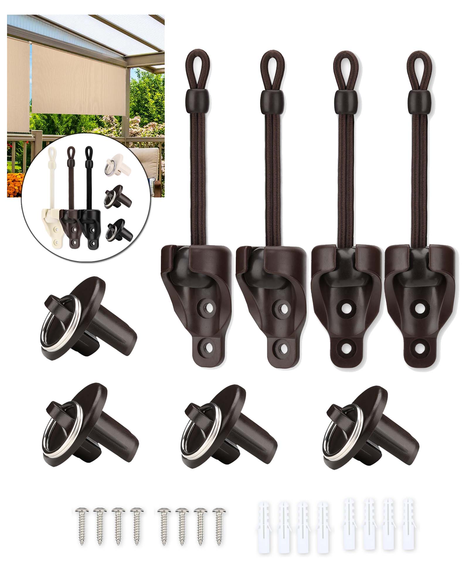 VASTEO Shade Replacement Parts Bungee Kit,Shade Tie Downs and End Cap