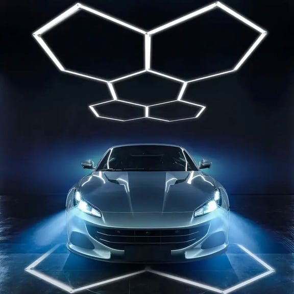 [VASTFIRE] 5 Grid Hexagon LED Garage Lights, 24-Pack 26400LM Super Bright, for Workshop, Gym, Basement