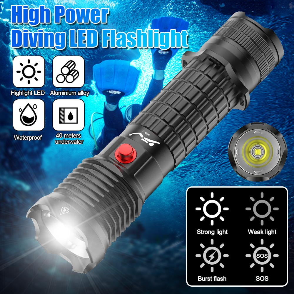 VASTFIRE Diving Flashlight Scuba Dive Torch 2000LM Snorkeling Light LED ...