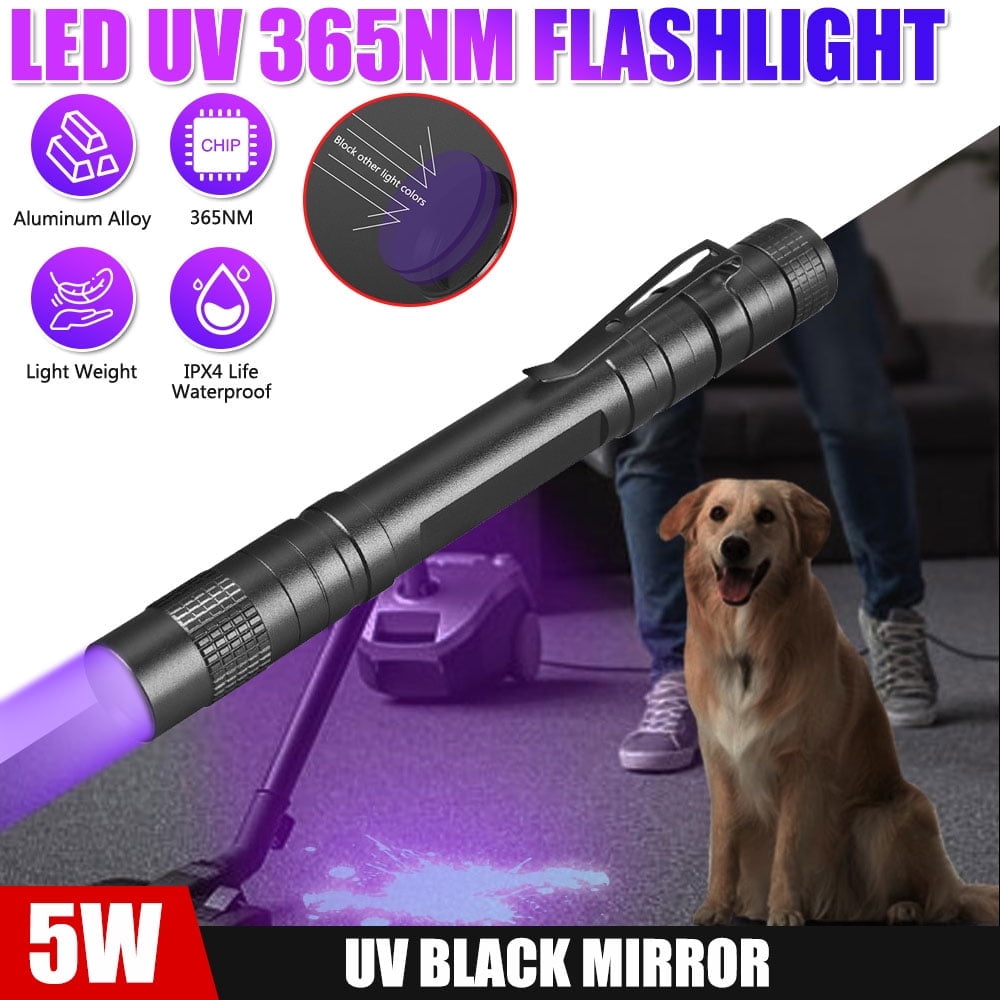 VASTFIRE Long 365nm Black Mirror Aluminum Alloy UV Flashlight With High ...